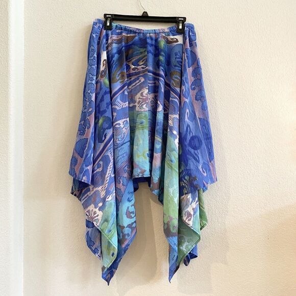 Lucky & Coco Skirt L Asymmetrical Blue Watercolor ‎ Lightweight Skirt Polyester - Picture 4 of 11